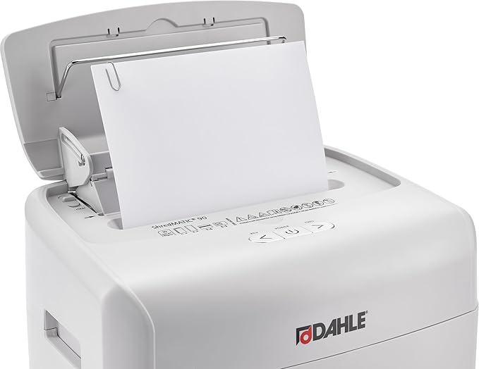 Dahle ShredMATIC SM 90 Auto-Feed Paper Shredder, Cross Cut, 90 Sheet Feed Tray, German Engineered, Jam Protection, Oil Free, SmartPower, P-4 Security, Shreds Staples/Paper Clips/Credit Cards