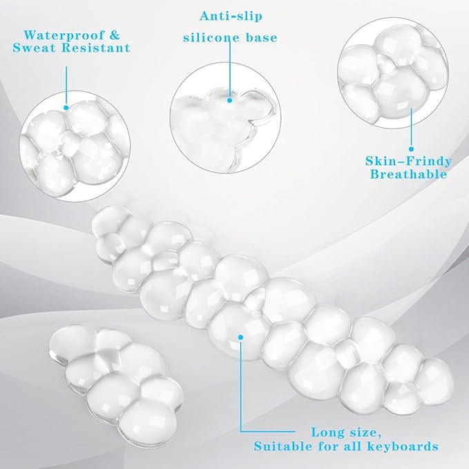 Gel Cloud Keyboard and Mouse Wrist Rest, Cute Wrist Support and Arm Support Keyboard Rest for Keyboard and Mouse Typing Pain Relief，Suitable for Office/Computer/Laptop/Gaming（White）