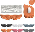 Angel Wing Keyboard Wrist Rest Set, 3 Piece Cloud Wrist Rest for Computer Keyboard with Mouse Wrist Rest and Coaster, PU Leather Memory Foam Wrist Support for Office, Home and Gaming (Orange - A)