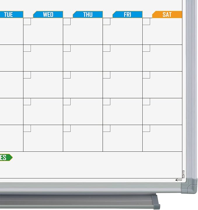 Lockways 2 Monthly Dry-Erase Calendar Whiteboard, 24" x 18", Wall-Mounted Aluminum-Framed Calendar Board