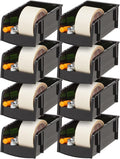 IRIS USA Small Stackable Storage Bins, 8-Pack, 7.5 x 4.5 x 3 inch, |Made in USA|, Plastic Open Front Shelf Bin for Organizing Parts, Hardware, Tools, Supplies, Garage Shelf, Pantry - Black