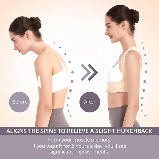 Posture Corrector for Back Support: Adjustable Shoulder Posture Brace for Men and Women (Beige, Large/X-Large)
