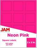 JAM PAPER Product & Container Labels - Square - 2 x 2 - Neon Pink - 120/Pack