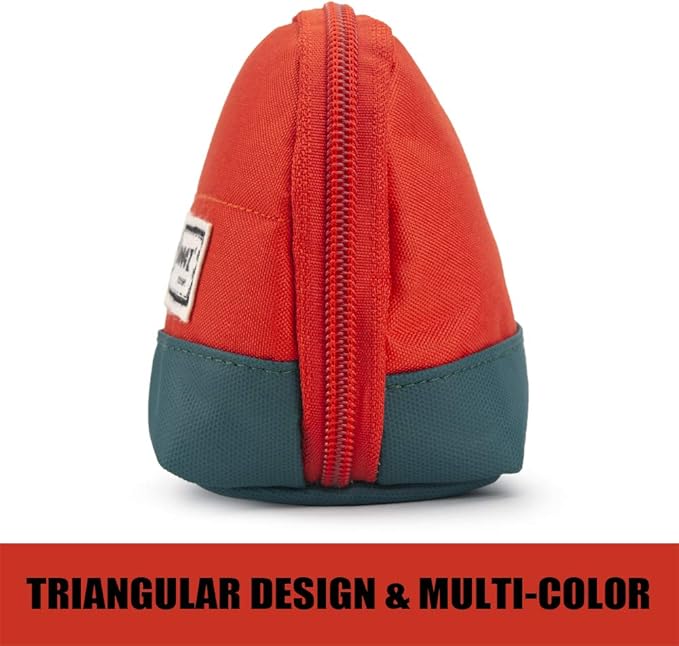 Sooez Wide-Opening Pencil Pen Case, Lightweight & Spacious Pencil Pouch Zipper Stationery Bag, Aesthetic Supply with Triangular Design for Adults, Orange