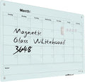 Magnetic Monthly Calendar Glass Whiteboard - Glass Dry Erase Board 48"x36" Large Frameless Glass Board for Walls Office School and Home