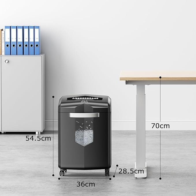 Bonsaii Heavy Duty 18-Sheet Cross-Cut Paper Shredder 60-Minute Runtime 6-Gallon Basket with Casters for Office Use Shreds Credit Cards and Staples