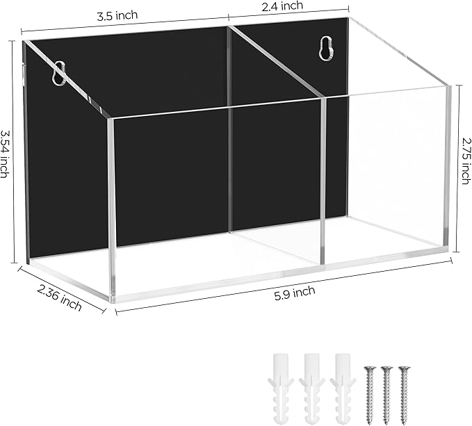 HBlife 2 Pack Magnetic Dry Erase Marker Holder for Whiteboard with 2 Compartments, Acrylic Wall Mount Magnet Pen Holder for Refrigerator, Locker Organizer Accessories for Classroom Office, Clear