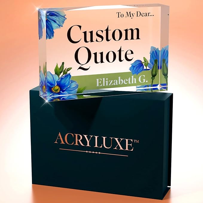 Custom Acrylic Sign Personalized, Custom Desk Name Plate, 18 Styles, (4"x6"), With Gift Box, USA Made by Acryluxe. (Meconopsis)