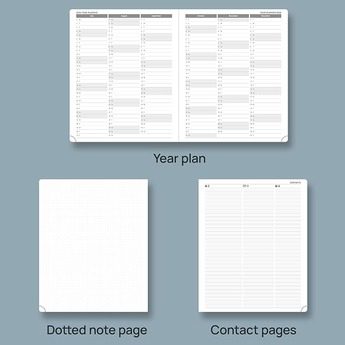 POPRUN Weekly Planner 2026 (Large 8.5" x 10.5") Calendar 12 Months Notebook with Horizontal Layout, Leather Soft Cover, Monthly Tabs, Inner Pocket, 100GSM Thick Paper, Pen Holder - Claret
