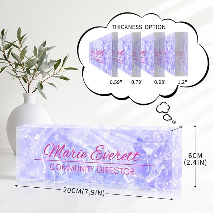 Desk Name Plate Personalized Name Plate for Desk, Office Desk Decor, 3D Style Personalized Plaque Name Plates for Desks Custom Appreciation Gifts for Boss Lady Employee Coworkers (Amethyst)