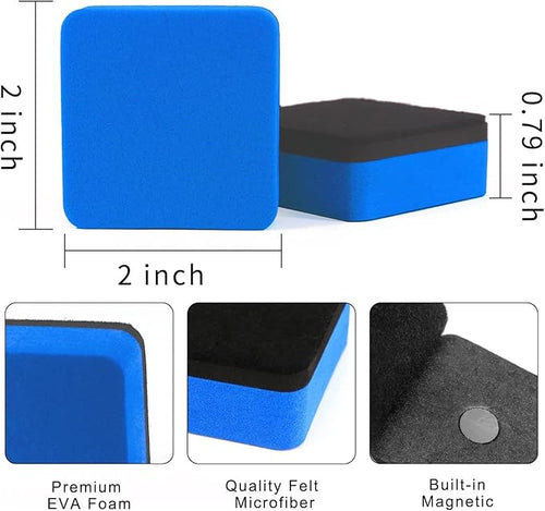 24 Pack Magnetic Whiteboard Dry Erase Erasers Chalkboard Cleansers for Classroom, Home and Office (Blue)