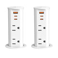ANNQUAN 2 Pack 2 inch Space Saver Pop Up Outlet for Countertop with PD20W USB Ports,2 Outlets Tamper Resistant,Splashproof Pop Up Socket White (ETL Listed)