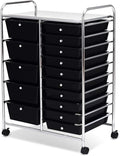 ARLIME 15-Drawer Storage Cart, 15 Drawer Trolley, Rolling Organizer Cart, Scrapbook Paper Organizer, Suitable for Office and School, Rolling Office Storage Tools (Black)