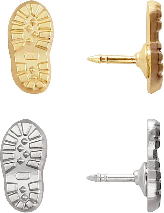 Hiking Boot Print Push Pins - Silver Boot Print Pins - for Cork Board, Maps, or Lapel Pin Use - Designed in USA - Set of 10