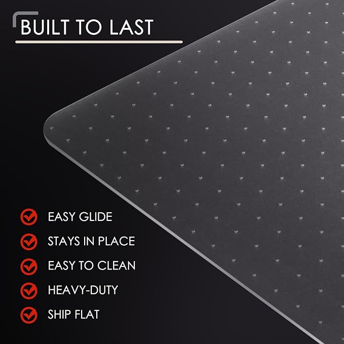 Kuyal Office Chair Mat for Carpet, Set of 2, 32x48 Clear Heavy Duty Computer Chair Mat, Under Desk Protector Carpeted Floors Mat, Easy Chair Movement,Ship Flat