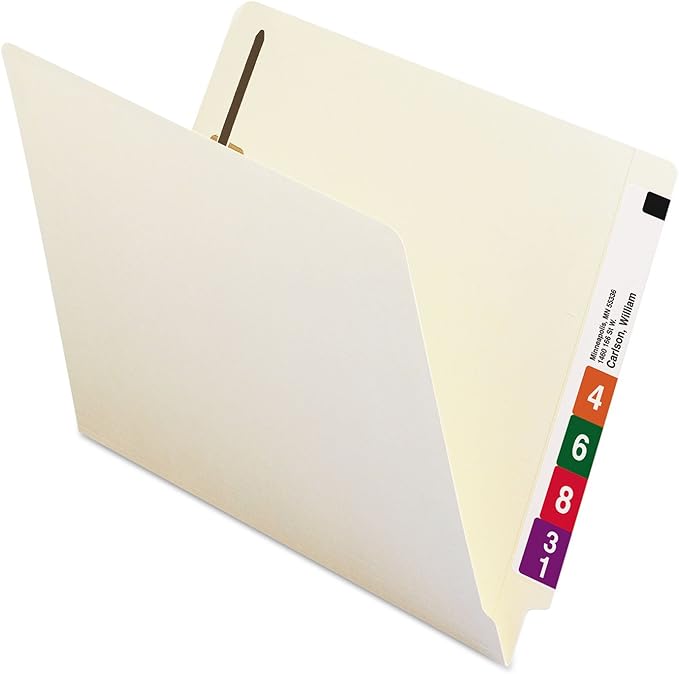 Smead End Tab Pocket Folder with Fastener, Straight-Cut Tab, 1 Pocket, Letter Size, Manila, 50 per Box (34100), Pack of 1