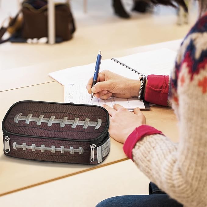 Pardick Rugby Ball Big Capacity Pencil Pen Case Football Large Pencil Pouch with Zipper Compartments Pencil Bag for Boys Girls Adults Student Office School Supplies