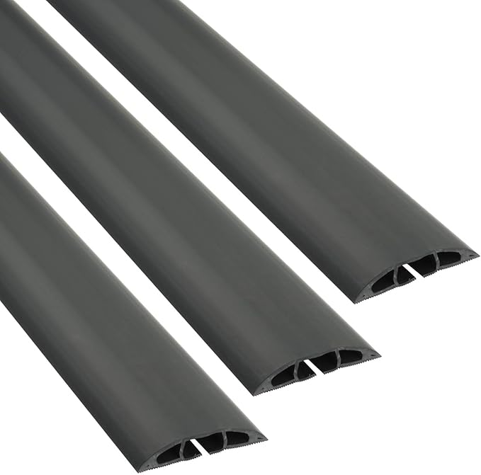 D-Line 6 Foot Floor Cord Cover, Cable Protector Case Pack, CC-1/3PK, Protect Cords and Prevent Trip Hazards, Black (Pack of 3)