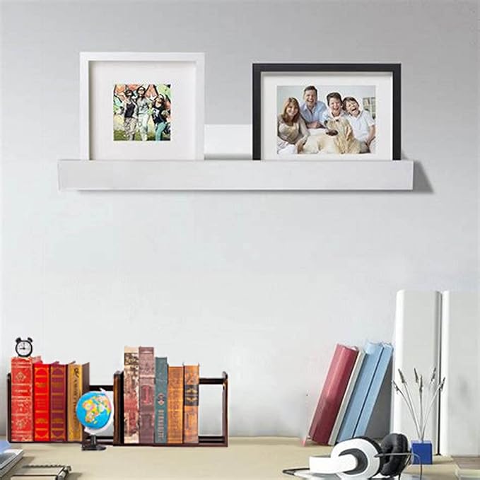 Desktop Bookshelf Expandable Desktop Organizer Counter Bookcase Desk Storage Organizer Display Shelf Rack for Office Supplies, Kitchen,Bathroom (Brown, 13.2“-24.4")