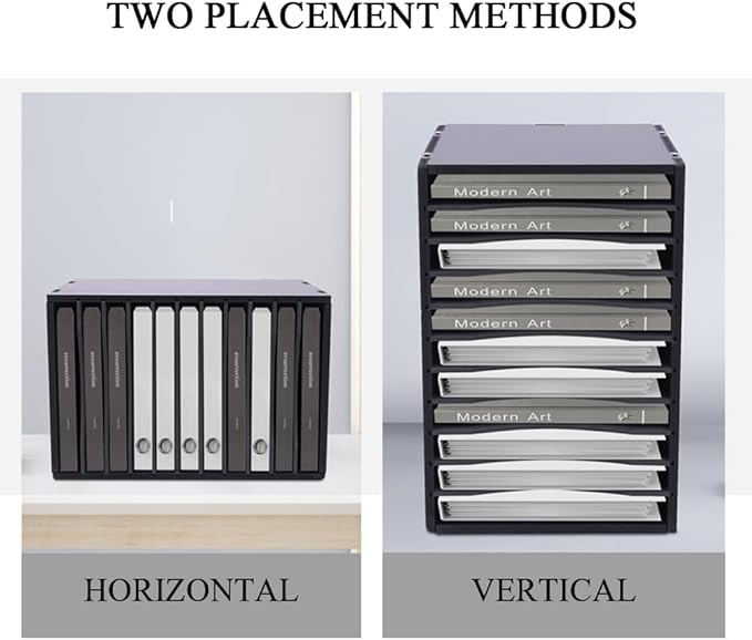Vertical Desktop Sorter 11 Slots, Mail Organizer Vertical File Organizer, PVC Paper Sorter Organizer with 11 Adjustable Compartments, Construction Paper Storage Mailbox for Home Office (Black)