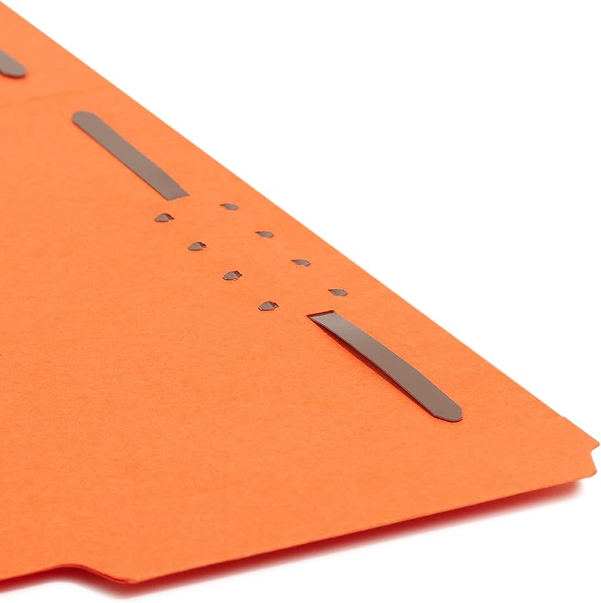 Smead Fastener File Folders, Reinforced 1/3-Cut Tabs, 2 Fasteners, Letter Size, Orange, 50 per Box (12540)