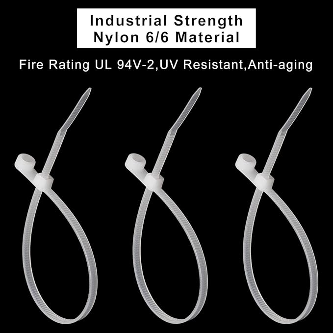 Zip Ties with Screw Hole 8 inch, 150 Pcs Mountable head Cable Tie Multipurpose Heavy Duty Nylon Zip Tie for Indoor and Outdoor (8 inch -White)