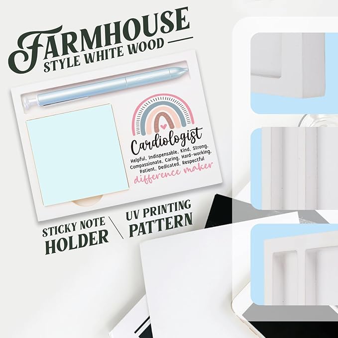 Cardiologist Office Supplies Sticky Note Holder Decor, Cardiologist Thank You Appreciation Gifts for Women Self-Stick Note Pad Holders W2B29