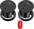 2 Pack Desk Grommet Power Outlet, 2.5 inch Desktop Recessed Outlet with 20W Fast Charging USB-C Port, Flush Mount Outlet for Conference Rooms, Office Tables, Furniture(ETL Listed)