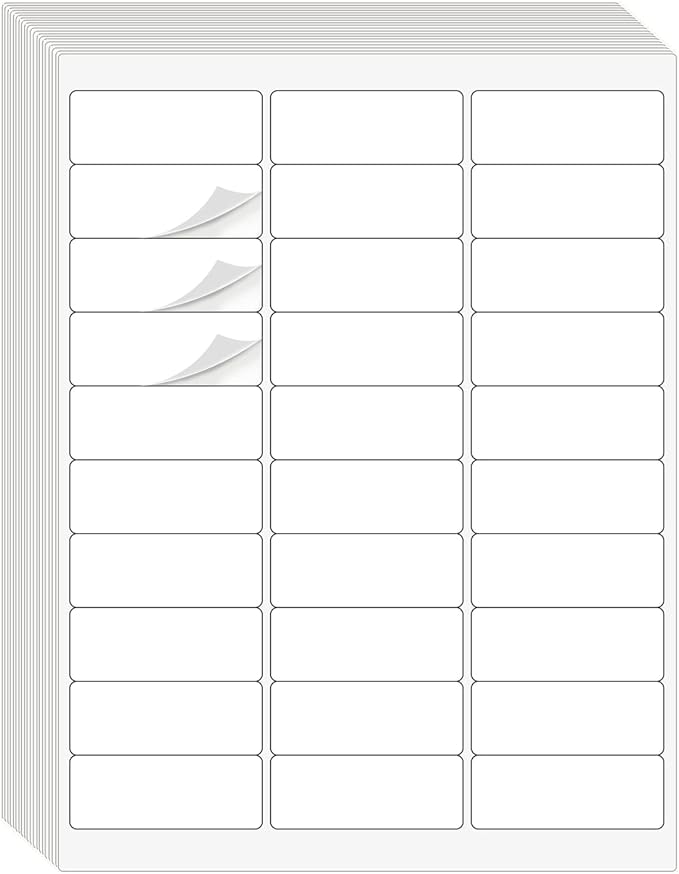 1" x 2-5/8" Address Labels 1500 Labels Sticker Paper for Laser/Ink Jet Printer mailing Labels 8.5"×11" White 30 per Sheet