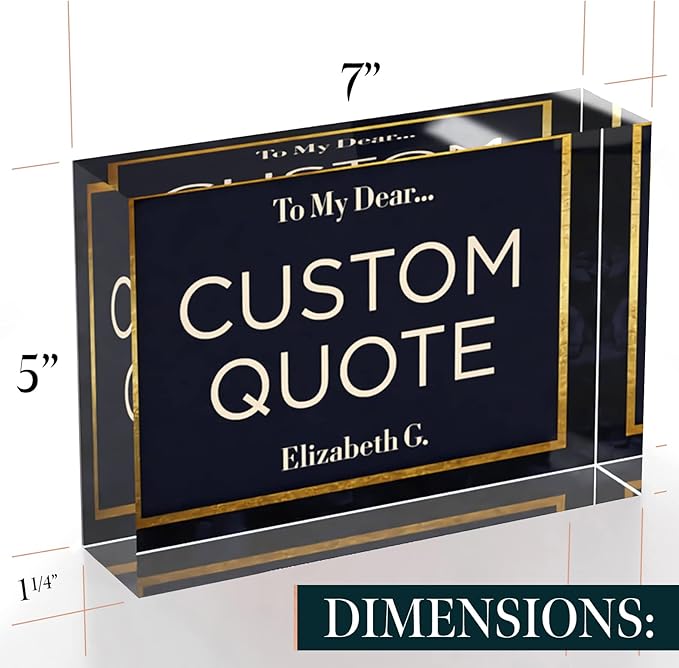 Custom Acrylic Sign Personalized, Custom Desk Name Plate, 18 Styles, (5"x7"), With Gift Box, USA Made by Acryluxe. (Folsom)