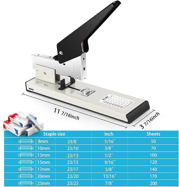IMLIKE Heavy Duty Stapler with 2000 Staples：200 Sheets High Capacity Manual Desk Stapler,No Jam,Non-Slip,Include High Strength 23/13 & 23/23 Staples