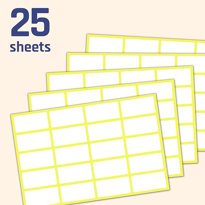 500 Pack, 1.5" x 0.75" - Blank White Labels Stickers to Write On, Stick On Adhesive Sticky Labels