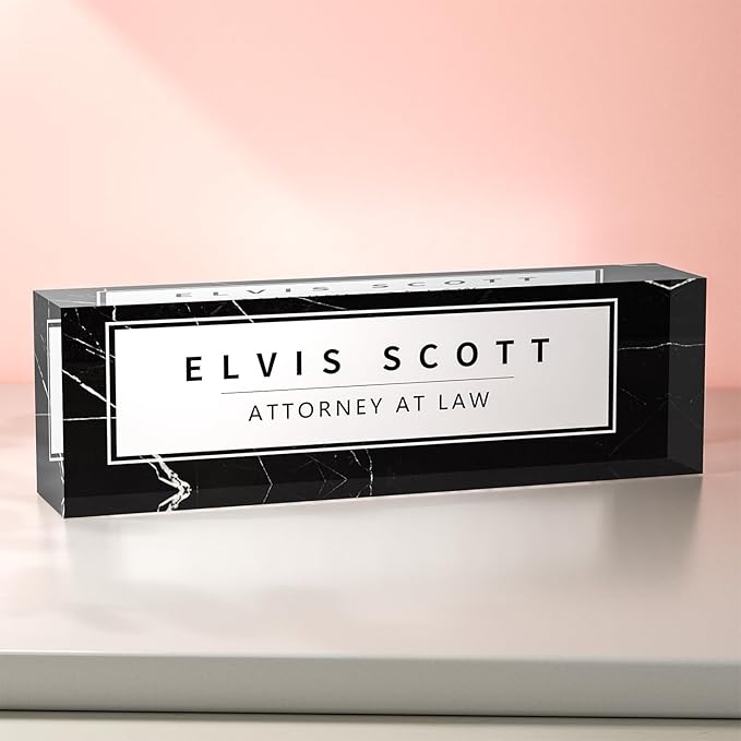 Personalized Custom Name Plates on Acrylic Glass, Office Desk Decor, Personalized Office Gift for Boss Coworkers (Watercolor Flowers)