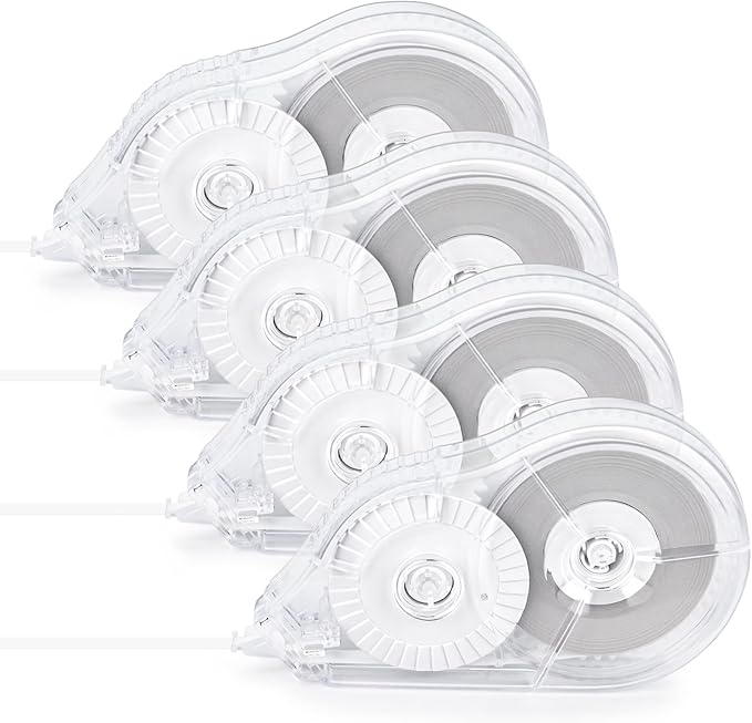 JEFURE 4 Pcs Correction Tape, 98.43 Ft White Wrong Out Tear-Resistant Bulk, Instant Corrections Easy To Use Applicator for School, Office, Note Taking, Journal (Tape Width 0.2 in，Clear)