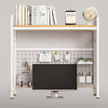 Desk Shelf Bookcase 1-Tier Metal Desktop Bookshelf Hutch with Grid Panel and DIY design possible Multipurpose Storage Organizer Display Rack for Dorm Office Home Computer Desk(White 37.4"×7.9"×38.6")
