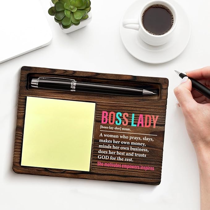 Best Boss Lady Gifts for Women Boss's Day Birthday Promotion Retirement Farewell, Boss Lady Definition Sticky Note Holder for Bosses Female Office Decor