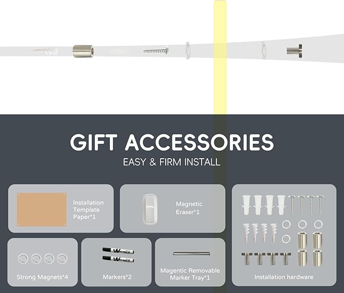 Magnetic Glass Whiteboard - 48"x36" Frameless Glass Dry Erase Board for Walls, Office, School & Home - Yellow