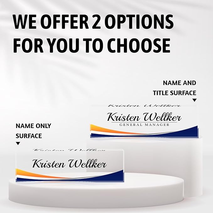 Desk Name Plate Personalized Name Plate for Desk, Office Desk Decor, 3D Style Personalized Plaque Name Plates for Desks Custom Appreciation Gifts for Boss Lady Employee Coworkers (Simple Blue)