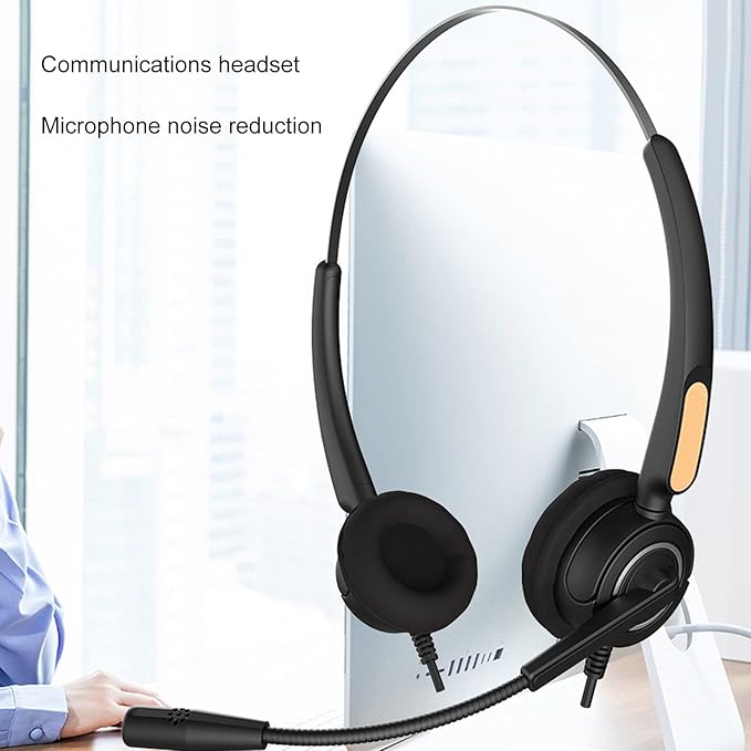 ChiweiJ Call Center Headset with Intelligent Noise Reduction, USB Computer Headset for Customer Service, Business Communication Headset with Adjustable Microphone, 180 Degree Rotating