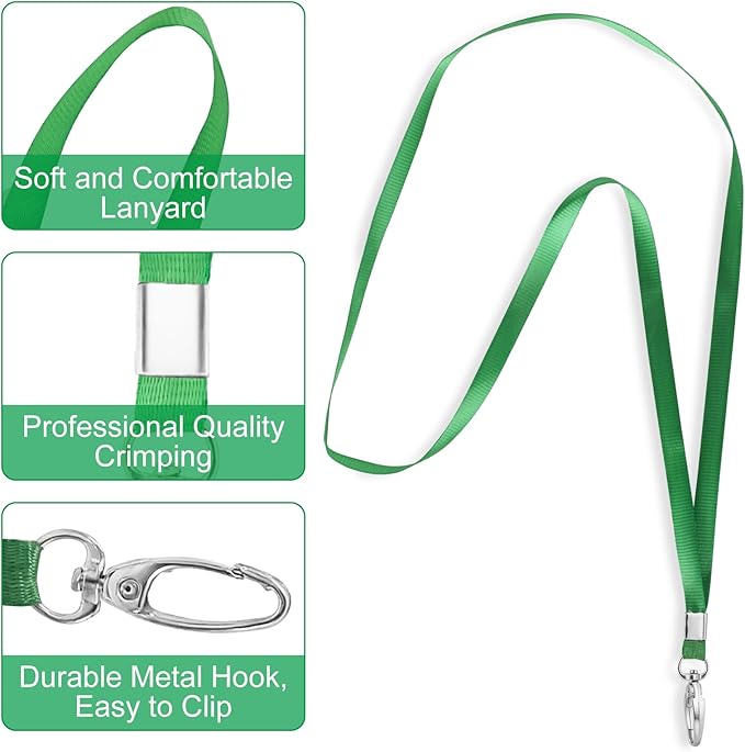 ID Card Holder with Lanyard 30Pcs Clear Vertical Name Tags ID Badge Holders and 30Pcs Flat Neck Lanyards for Cruise Ship Cards Work IDs Office School