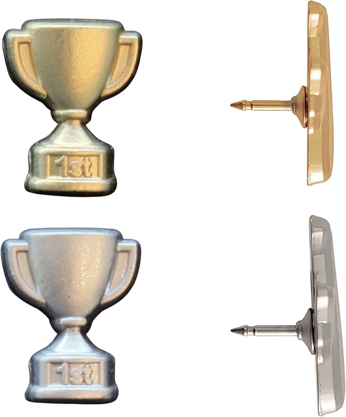 1st Place Trophy Push Pins - Gold First Place Trophy Map Pins for Cork Boards, Maps, or Lapel Use - Designed in USA - Set of 20