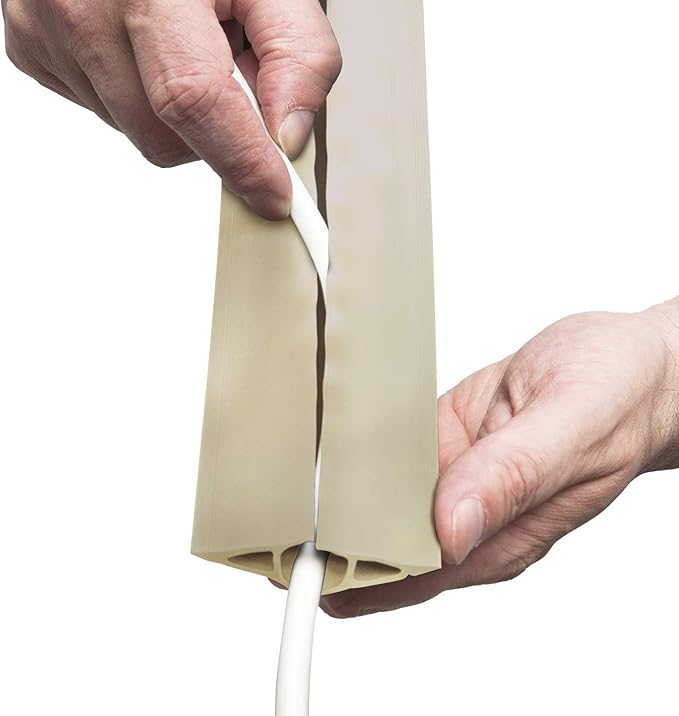 D-Line 6ft Floor Cord Covers 3-Pack (18ft Total Coverage), Cable Protector Case Pack, CC-3/3PK, Protect Cords and Prevent Trip Hazards, Beige (Pack of 3)