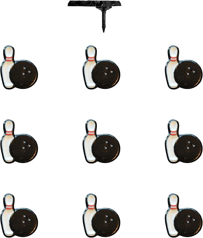 Bowling Ball Push Pins - Bowling Map Pins for Cork Boards, Maps, or Lapel Use - Designed in USA - Set of 10