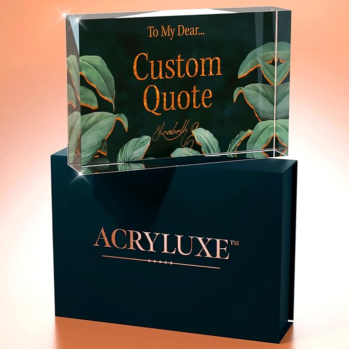 Personalized Gifts, Custom Quote Block Letter Board,Crystal-Clear Acrylic With Gift Box,17 Styles, Holiday and Christmas Gift for Mom, Dad, Girlfriend, Him or Her, Husband, Wife (4"x6", Botanical Lux)