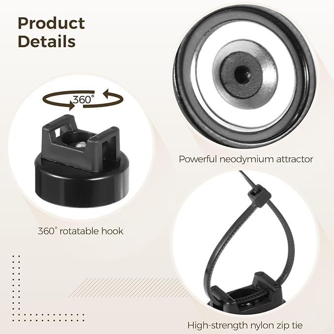 Magnetic Cable Zip Tie Mounts, 70 Pcs Magnet Bases with 300 Pcs Cable Ties, Multipurpose Wire Management Organizer for Desk PC Home Office, Adhesive-Free Cable Clips Holder