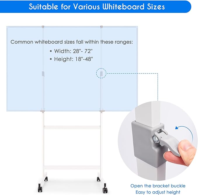Maxtek Mobile Whiteboard Stand with Wheels, Height Adjustable No Drill Needed Dry Erase Board Easel Stand for Classroom, Office, Home & School, Whiteboard Stand Only