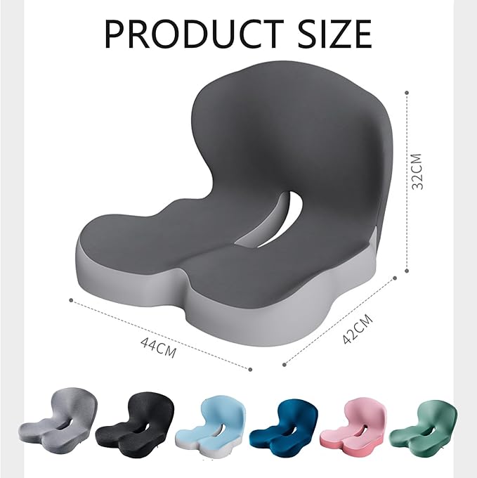 Celina Orthopedic Cushion, Celina Seat Cushion - Car Cushion with L Shaped Ergonomic Design, Memory Foam Seat Cushion for Office Chair, Car and Gaming Seat (Light Gray)