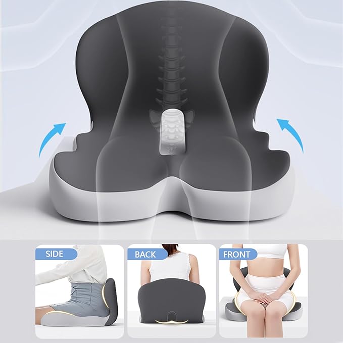 Celina Orthopedic Cushion, Celina Seat Cushion - Car Cushion with L Shaped Ergonomic Design, Memory Foam Seat Cushion for Office Chair, Car and Gaming Seat (Light Blue)