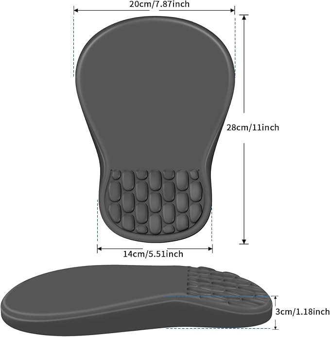 YIWEI Ergonomic Mouse Pad with Wrist Rest - Comfortable Office Mousepad with Memory Foam Wrist Support for Carpal Tunnel Relief, Mouse Pads with Non-Slip Base for Gaming and Home (Dark Gray)