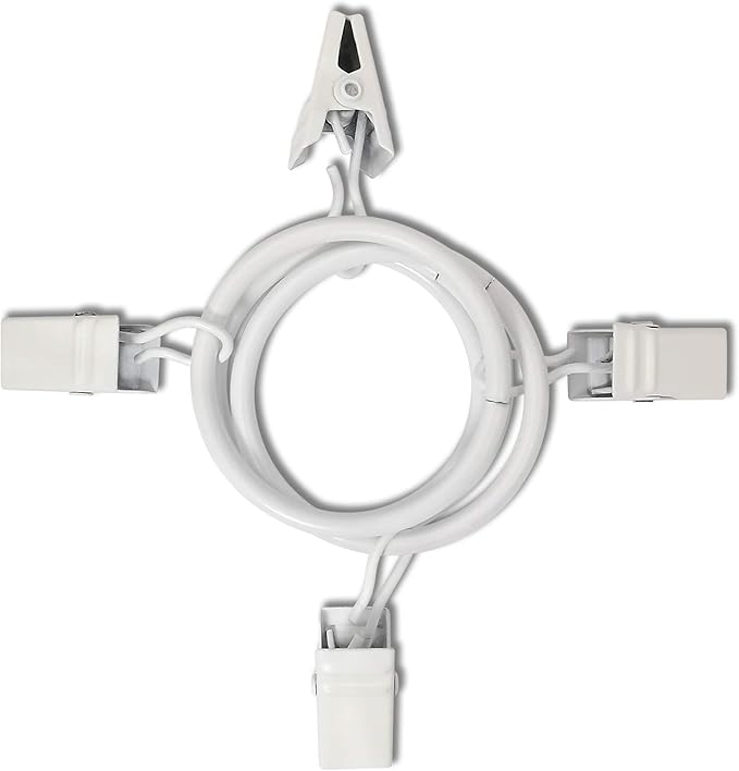 AMZSEVEN 90 Pack Curtain Rings with Clips, Drapery Clips with Rings, Drapes Rings 1.26 in Interior Diameter, Fits up to 1 Inch Curtain Rod, White
